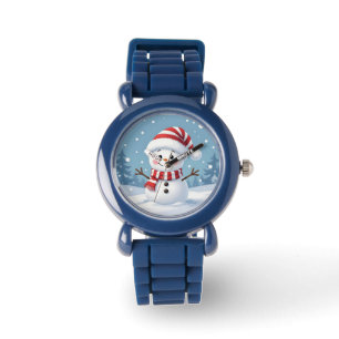 Montre Joli petit bonhomme de neige avec écharpe et chape