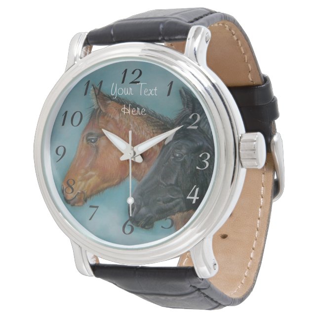 Montre joli poulain noir chestnut portrait cheval (Incliné)