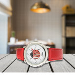 Montre Joli rouge Ladybug enfants<br><div class="desc">Mignonne montre fille moderne avec Ladybug rouge en aquarelle. Il est très facile de customiser,  avec vos données personnelles.</div>