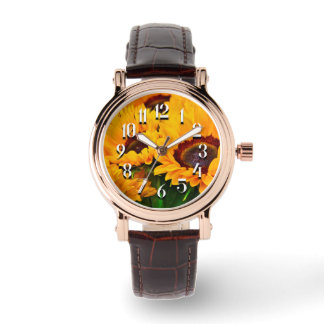 Montre Joli tournesol orange et jaune