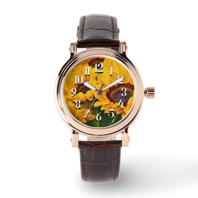 Montre Joli tournesol orange et jaune (Recto)
