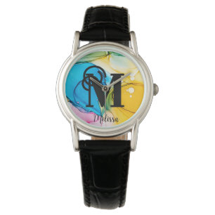 Montre Jolie alcool arc-en-ciel Encre Nom du monogramme