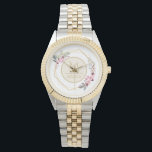 Montre Jolie aquarelle Floral Moderne Monogramme géométri<br><div class="desc">Jolie aquarelle fleurie et couronne géométrique.</div>
