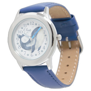 Montre Jolie baleine bleue nautique aquarelle personnalis