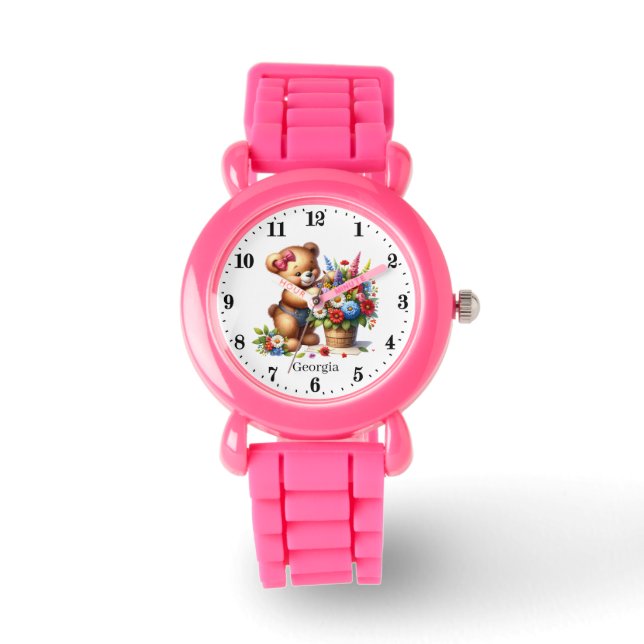 Montre Jolie fille fleurir ajouter nom (Recto)