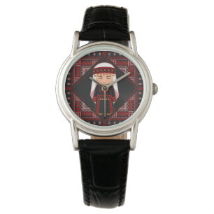 Montre jolie fille palestinienne Broderie rouge tatreez