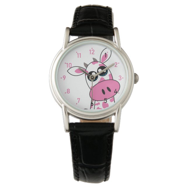 Montre Jolie fraise vache souriante face (devant)