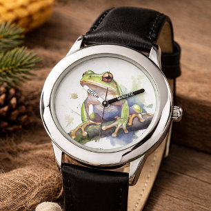 Montre Jolie Grenouille d'Arbre à l'Aquarelle
