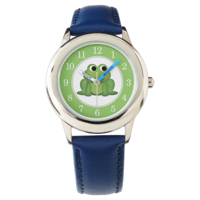 Montre Jolie grenouille verte pour les enfants (devant)