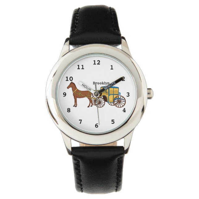 Montre Jolie illustration de cheval et de calèche royale (devant)