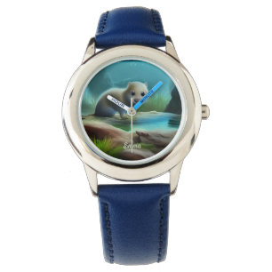 Montre Jolie loutre bébé en étang - personnalisable