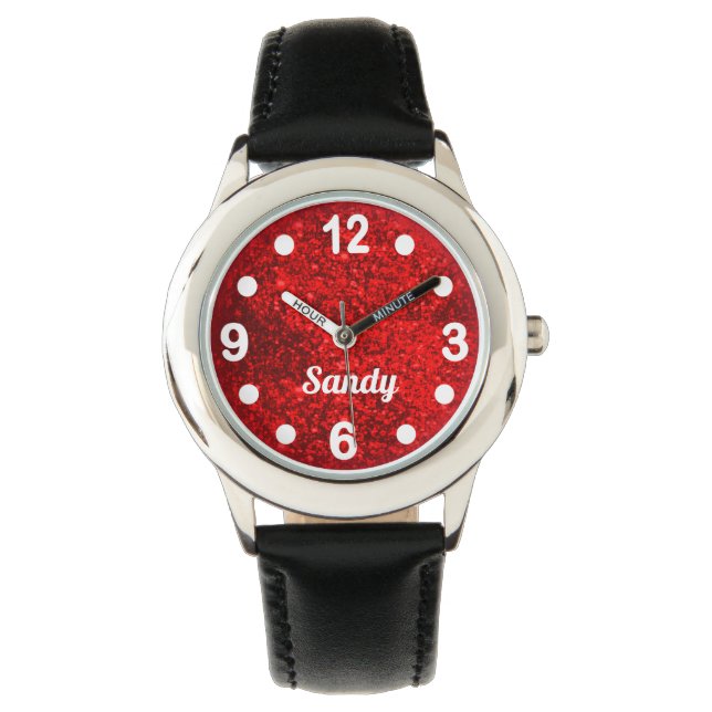 Montre Jolie Parties scintillant texture rouge (devant)
