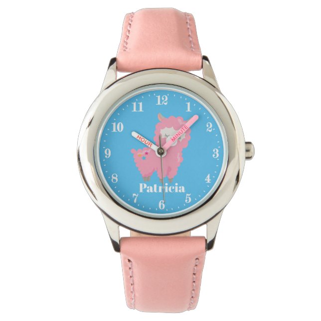 Montre Jolie rose lama ajouter nom filles (devant)