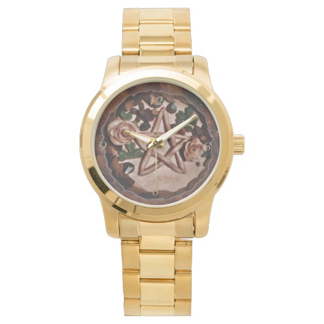 Montre Jolie sorcière florale Pentacle Wiccan Pagan (devant)