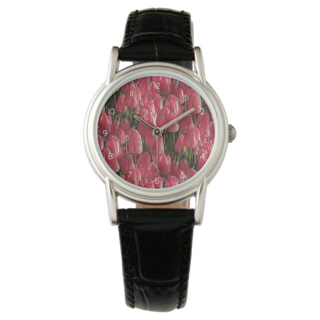 Montre Jolie tulipe rose (devant)