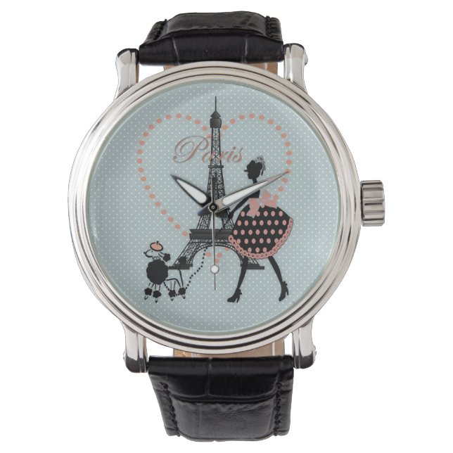 Montre Jolie vintage fille silhouette poodé (devant)