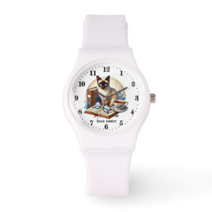 Montre Jolies dames chat addict de livre personnalisable