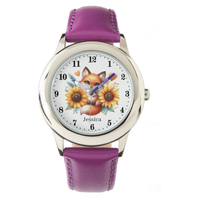 Montre Jolies filles fox amoureux ajouter nom (devant)