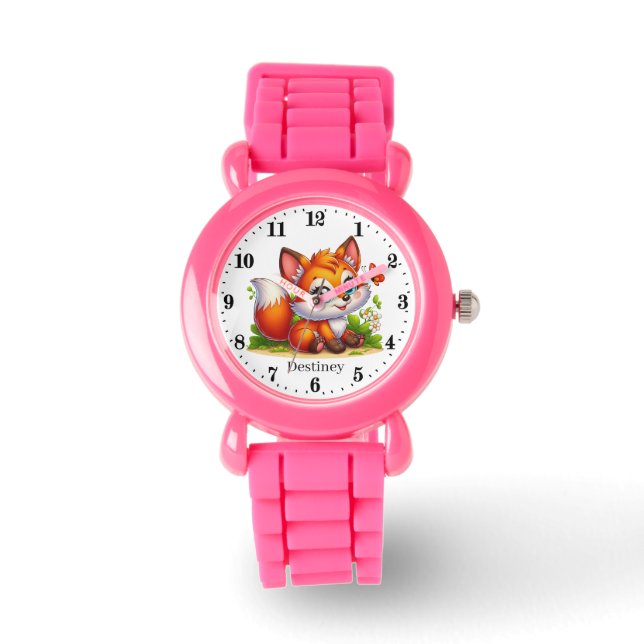 Montre Jolies filles fox amoureux ajouter nom (Recto)