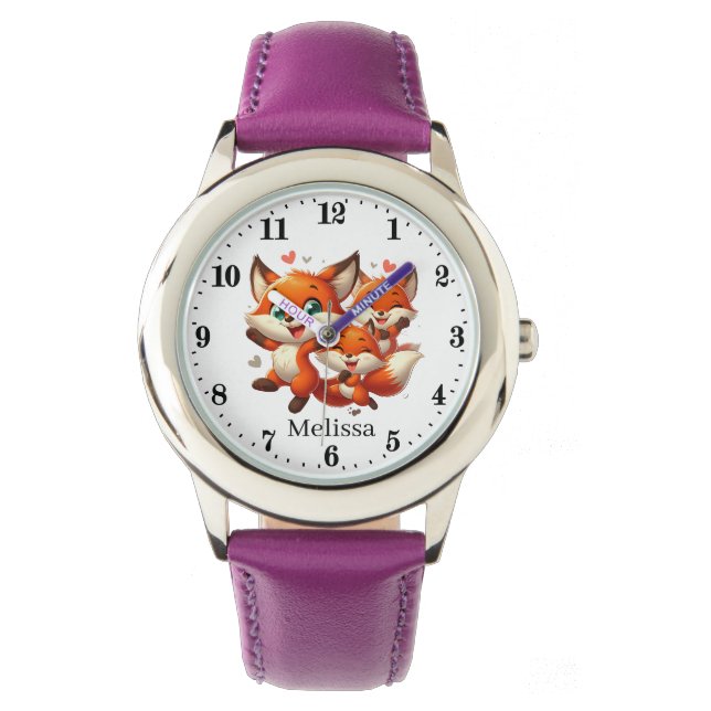 Montre Jolies filles fox amoureux ajouter nom (devant)