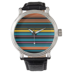 Montre Jolies rayures noir bleu