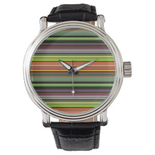 Montre Jolies rayures noires colorées
