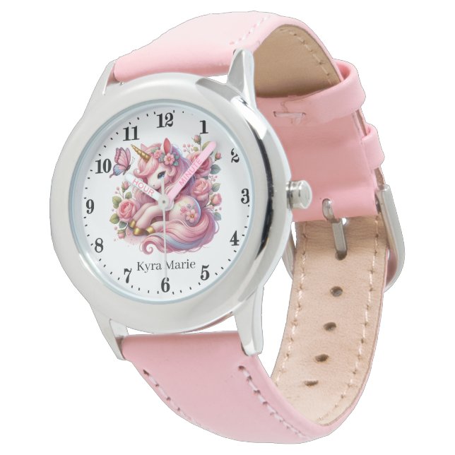 Montre Jote filles imaginaire licorne ajouter nom (Incliné)