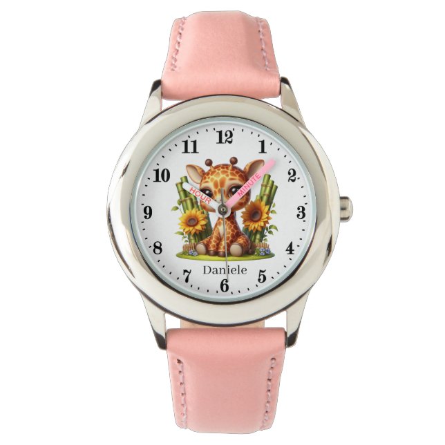 Montre Jote Girls girafe ajouter nom (devant)