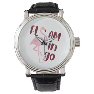 Montre Jouer Flamant rose rose Typographie Art