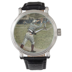 Montre Joueur de baseball lancé à la deuxième base