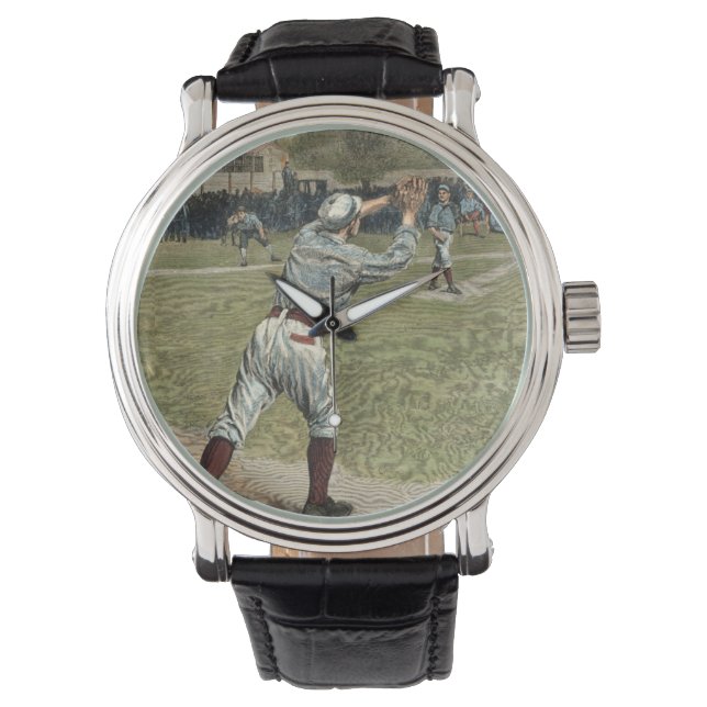 Montre Joueur de baseball lancé à la deuxième base (devant)