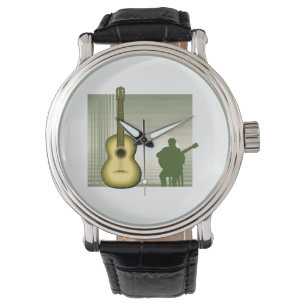Montre joueur de guitare acoustique assis jaune.png