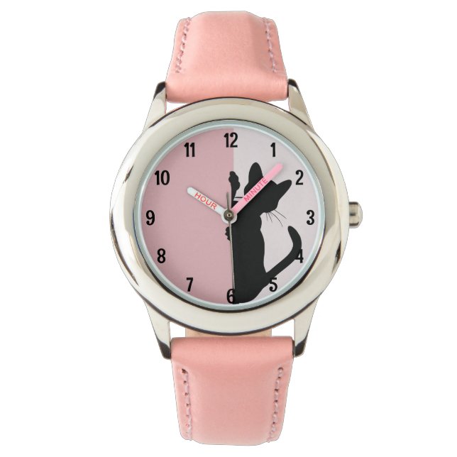 Montre Joueur Peeking Kitty Chat - Rose (devant)