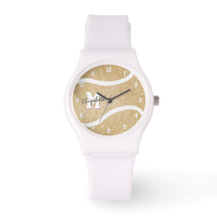 Montre joueuse de tennis en or monogrammed