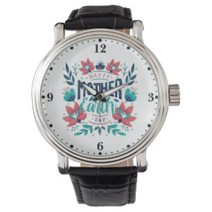 Montre Jour des terres mère dessiné à la main Design-2318