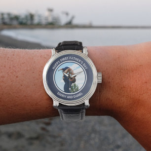 Montre Joyeuse Fête des Premiers Pères Photo & Texte Pers