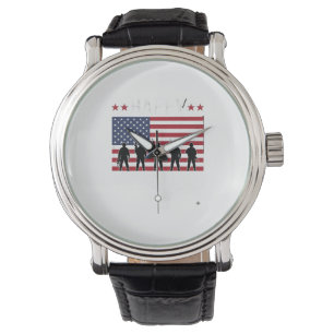 Montre Joyeuse fête des vétérans Drapeau Silhouette Vecto