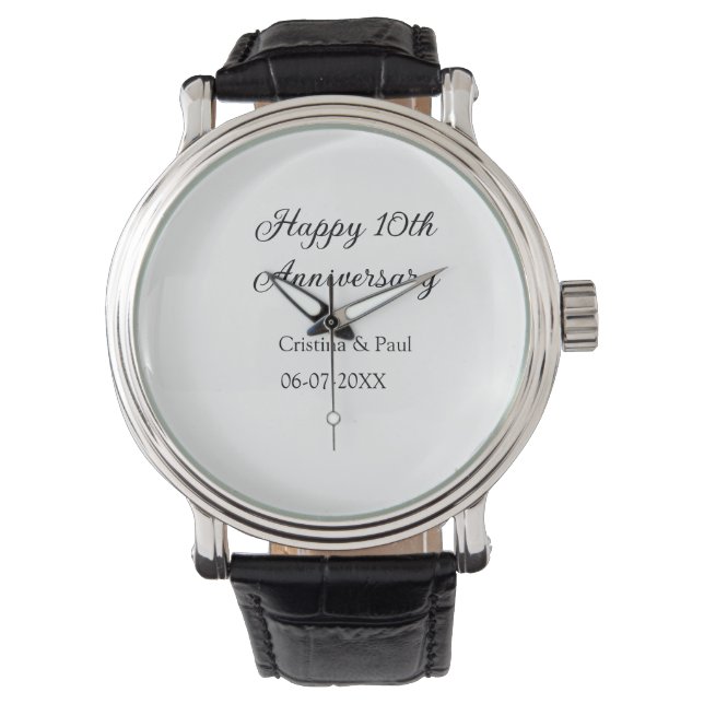 Montre Joyeux 10e anniversaire simple nom de mariage mini (devant)