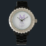 Montre Joyeux 16e anniversaire violet ajouter nom monogra<br><div class="desc">belle conception</div>