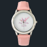 Montre Joyeux 21e Anniversaire rose ajouter nom monogramm<br><div class="desc">belle conception</div>