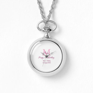 Montre Joyeux 21e Anniversaire rose ajouter nom monogramm