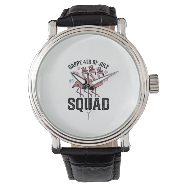 Montre Joyeux 4 juillet Flamingo Squad Vector Design_1 (devant)