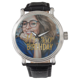 Montre Joyeux 60e anniversaire Script photo personnalisée
