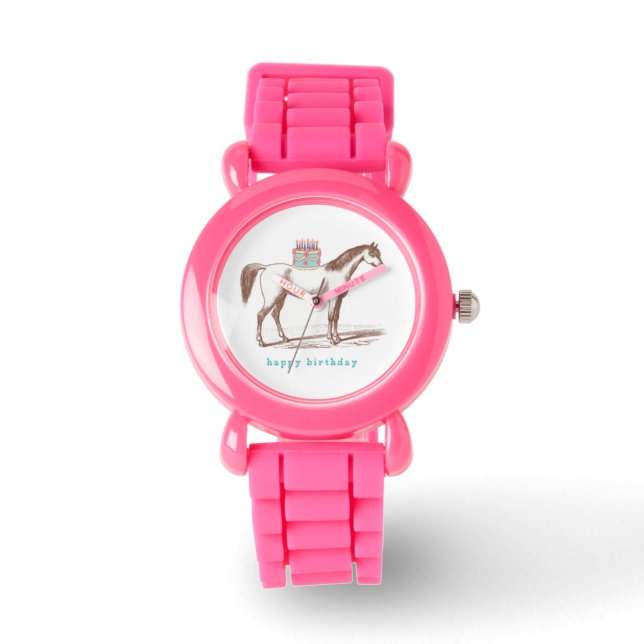 Montre Joyeux anniversaire Horse et Gâteau Watch (Recto)