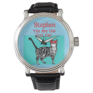 Montre Joyeux anniversaire Vous Cool Tabby Chat Mens Mari