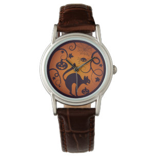 Montre Joyeux Halloween lanterne chat noir araignées et c