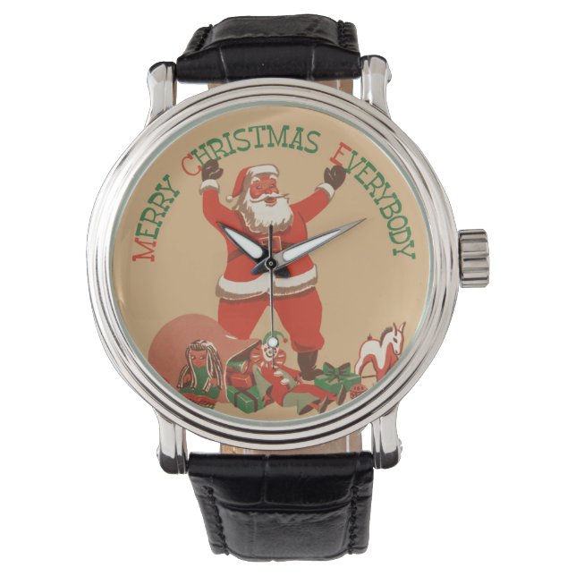 Montre Joyeux Noël à tous ! Père Noël vintage (devant)