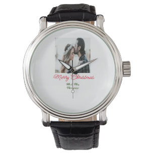Montre Joyeux Noël couple photo ajouter nom heureux vacan