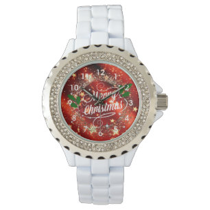 Montre Joyeux Noël, Parkling Red et Gold Design