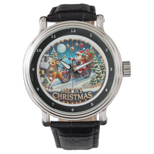 Montre Joyeux Noël Père Noël à moto 